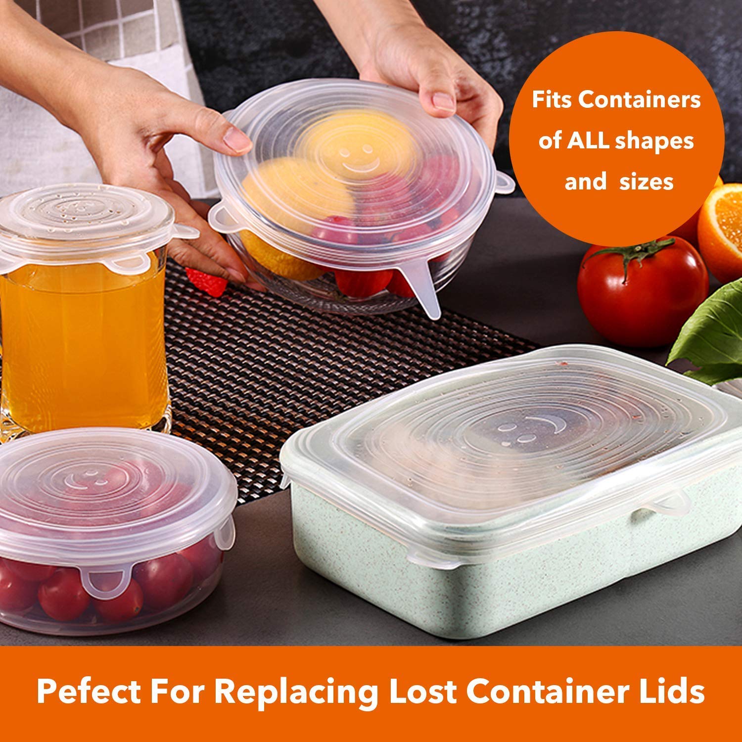 Resuable silicon stretch lids - SET OF 6 (PREMIUM QUALITY)