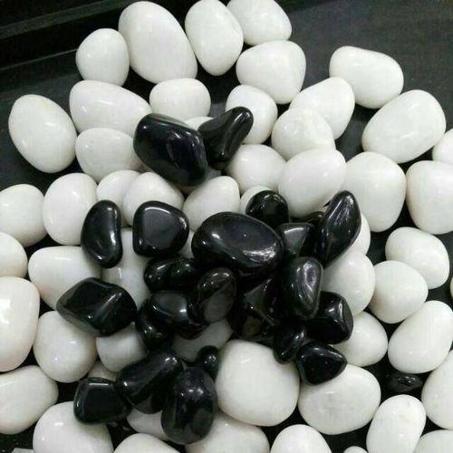 Polished Asymmetrical Marble Pebbles Black & White Glossy