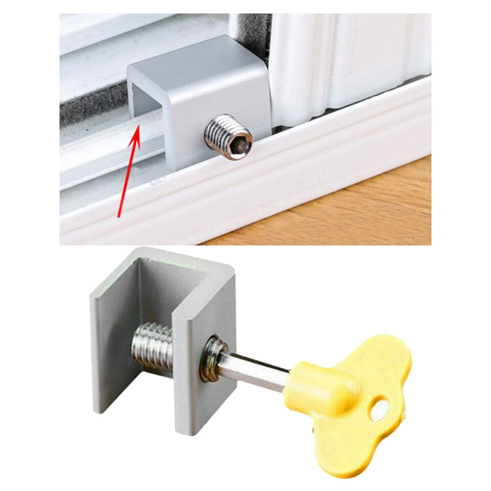 Slide Lock with Key Double Buckle Window Door Latch Bolt Stopper